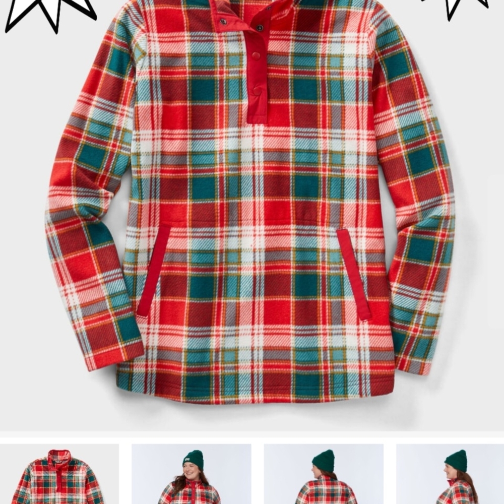 Plaid Pullover Fleece in Red and Green